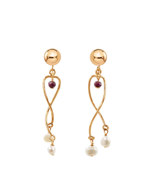 Hummingbird Gemstone Earring - Goldish