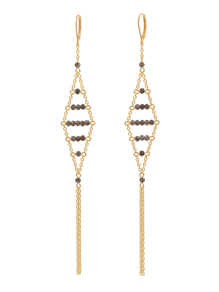 Pea Pod Gemstone Earring - Goldish