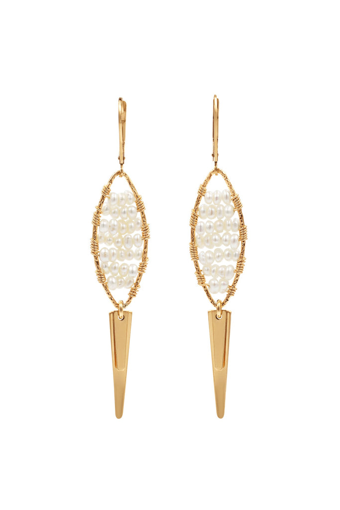 Dolphin Pearl Earring - Goldish