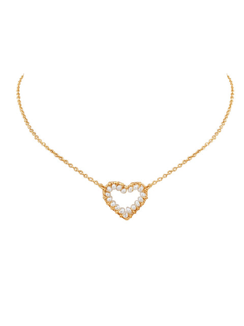 Heart Gemstone Choker Necklace - Goldish