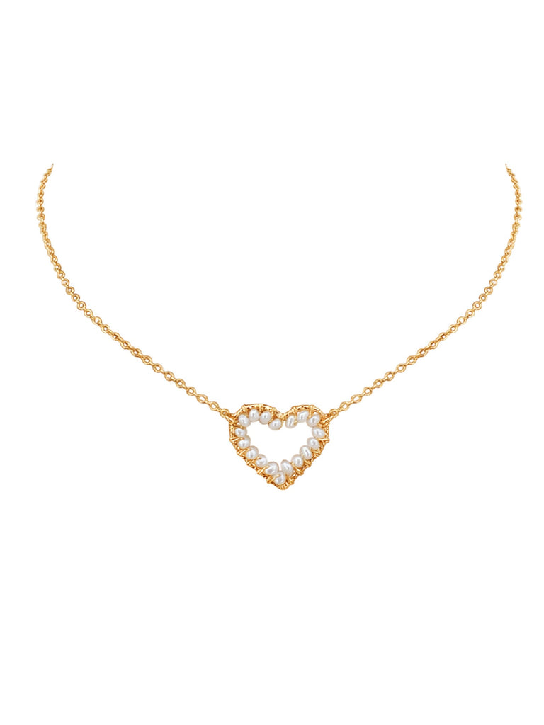 Heart Gemstone Choker Necklace - Goldish