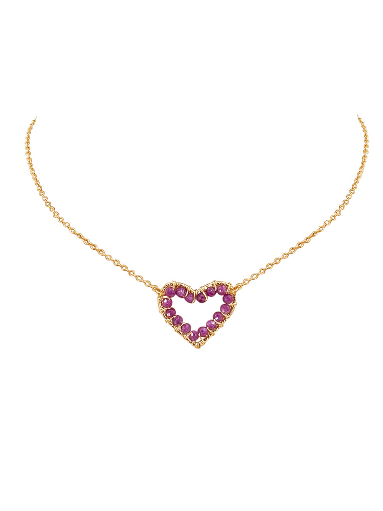 Heart Gemstone Choker Necklace - Goldish