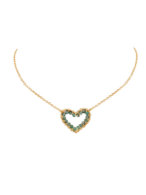 Heart Gemstone Choker Necklace - Goldish