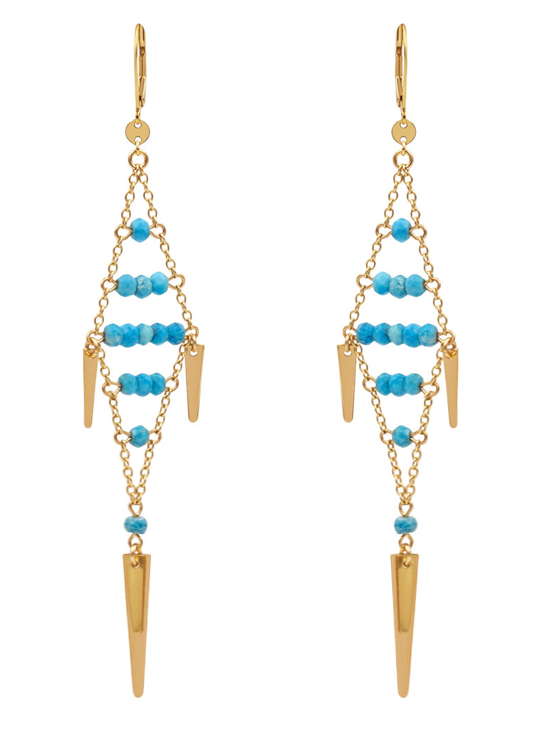 Lucky Fish Gemstone Earring - Goldish