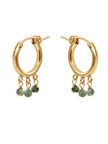 Fringe Hoop Gemstone Earring - Goldish