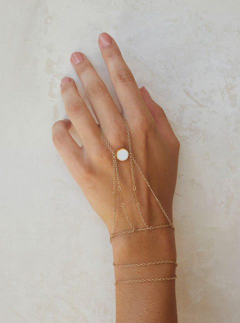 Circle Stone Manifestation Point Handchain - Goldish