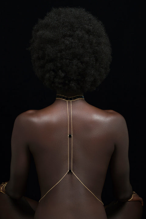 Crown Choker Circle Stone Body Chain - Goldish