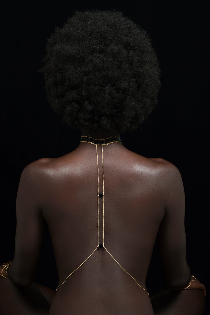 Crown Choker Circle Stone Body Chain - Goldish