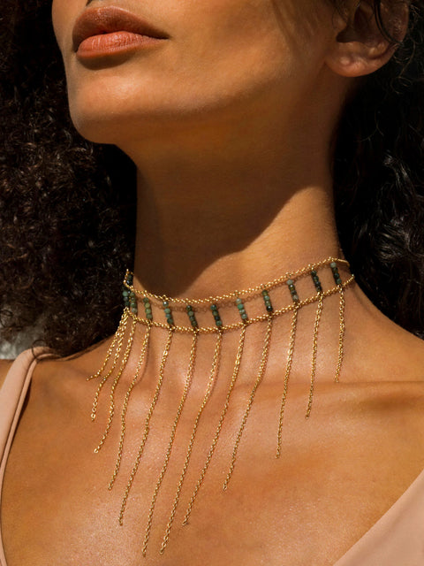 Waterfall Choker Gemstone - Goldish