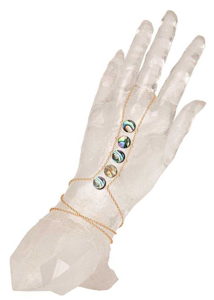 Abalone Ladders to Bliss Handchain - Goldish