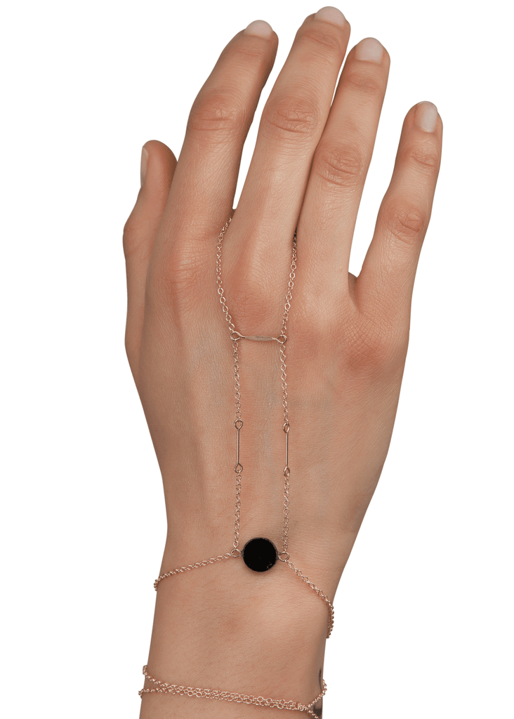 Circle Stone Center Point Handchain - Goldish