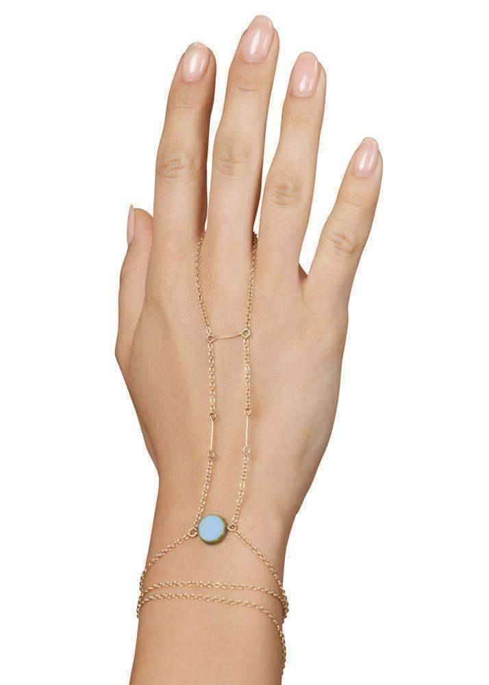 Circle Stone Center Point Handchain - Goldish