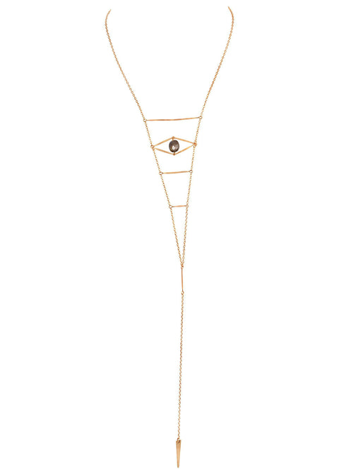 Gemstone Cupid's Eye Necklace - Goldish