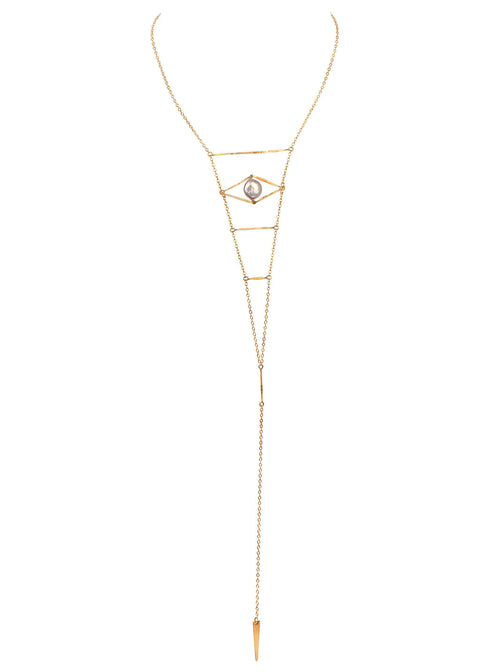 Pearl Cupid's Eye Necklace - Goldish