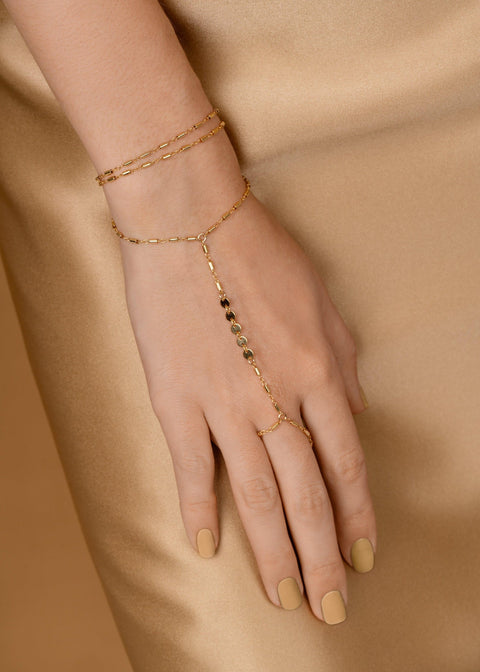 Disco Simplicity Hand Chain - Goldish