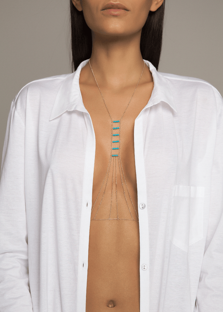 Gemstone Beaded Heart Chakra - Goldish