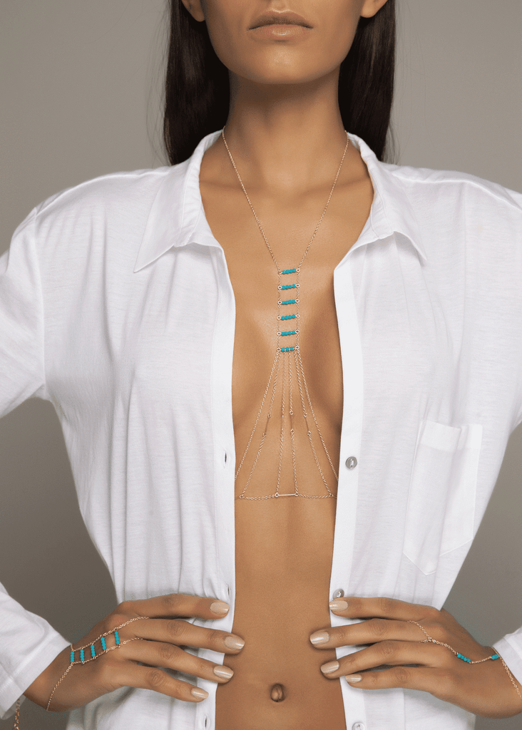 Gemstone Beaded Heart Chakra - Goldish