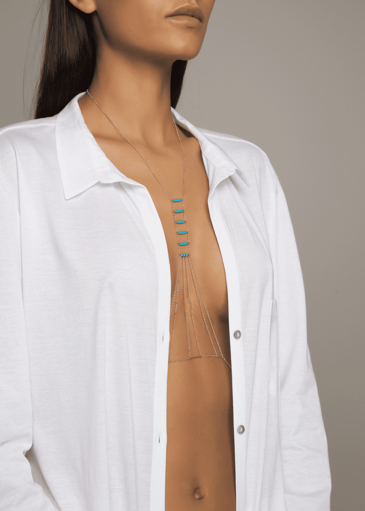 Gemstone Beaded Heart Chakra - Goldish