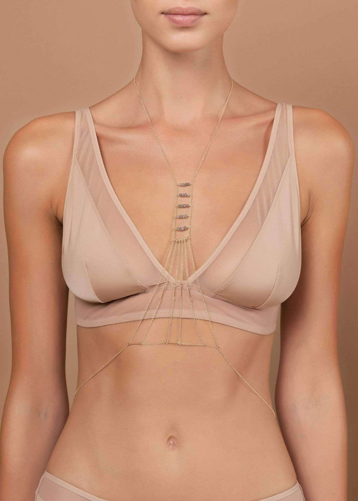 Gemstone Beaded Heart Chakra - Goldish