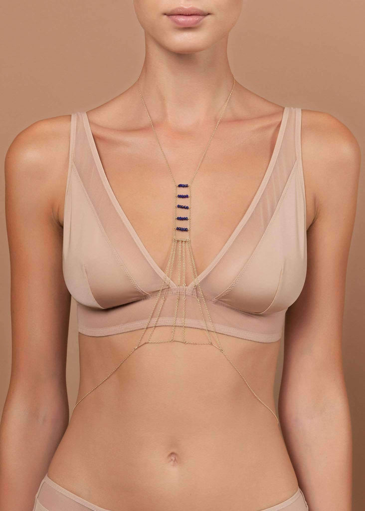 Gemstone Beaded Heart Chakra - Goldish