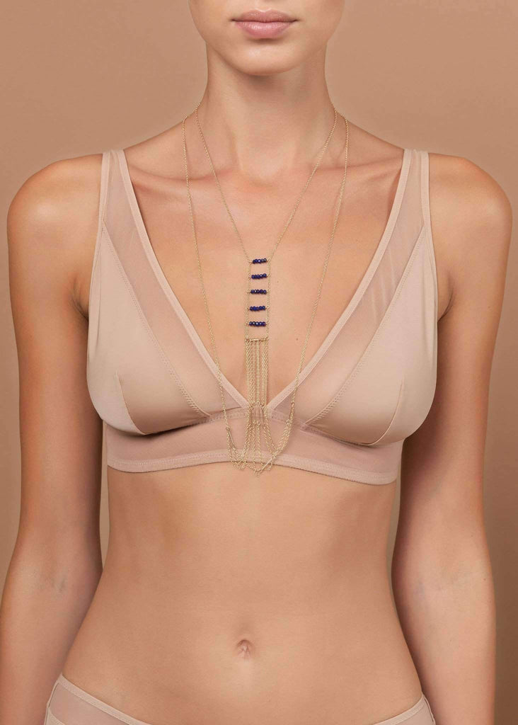 Gemstone Beaded Heart Chakra - Goldish