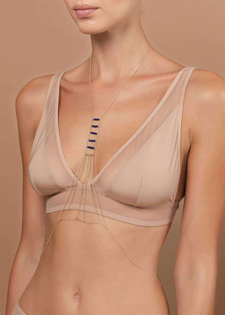 Gemstone Beaded Heart Chakra - Goldish