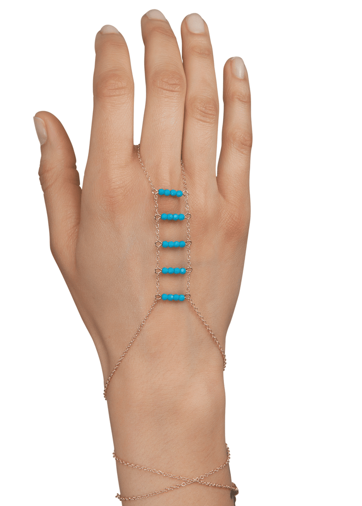 Gemstone Ladders to Bliss Beaded Handchain - Goldish