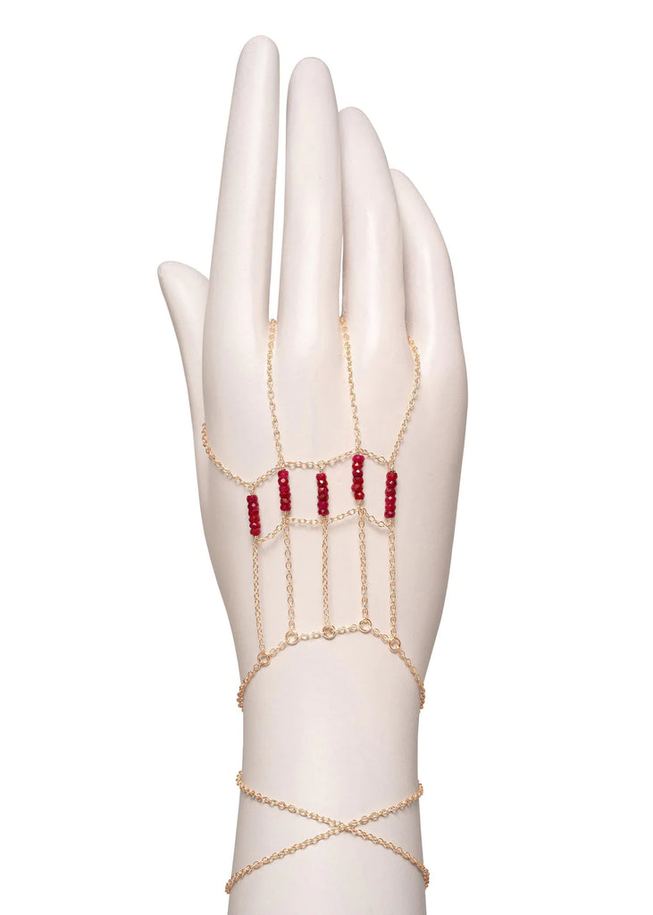 Lion's Gate Gemstone Hand Chain - Goldish