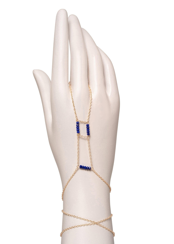 Gemstone Lion's Path Handchain - Goldish