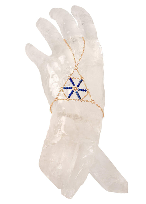 Gemstone Pyramid Handchain - Goldish