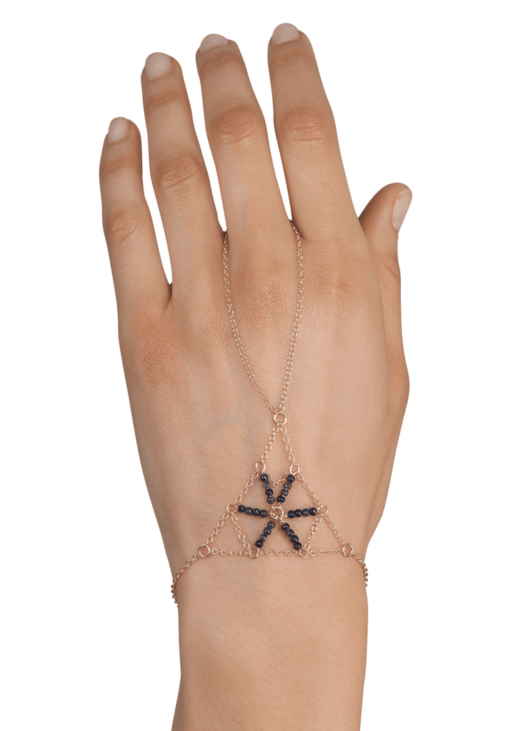 Gemstone Pyramid Handchain - Goldish