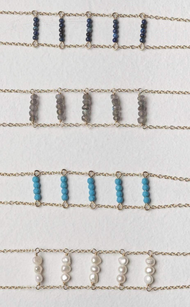 Gemstone Pyramid Handchain - Goldish