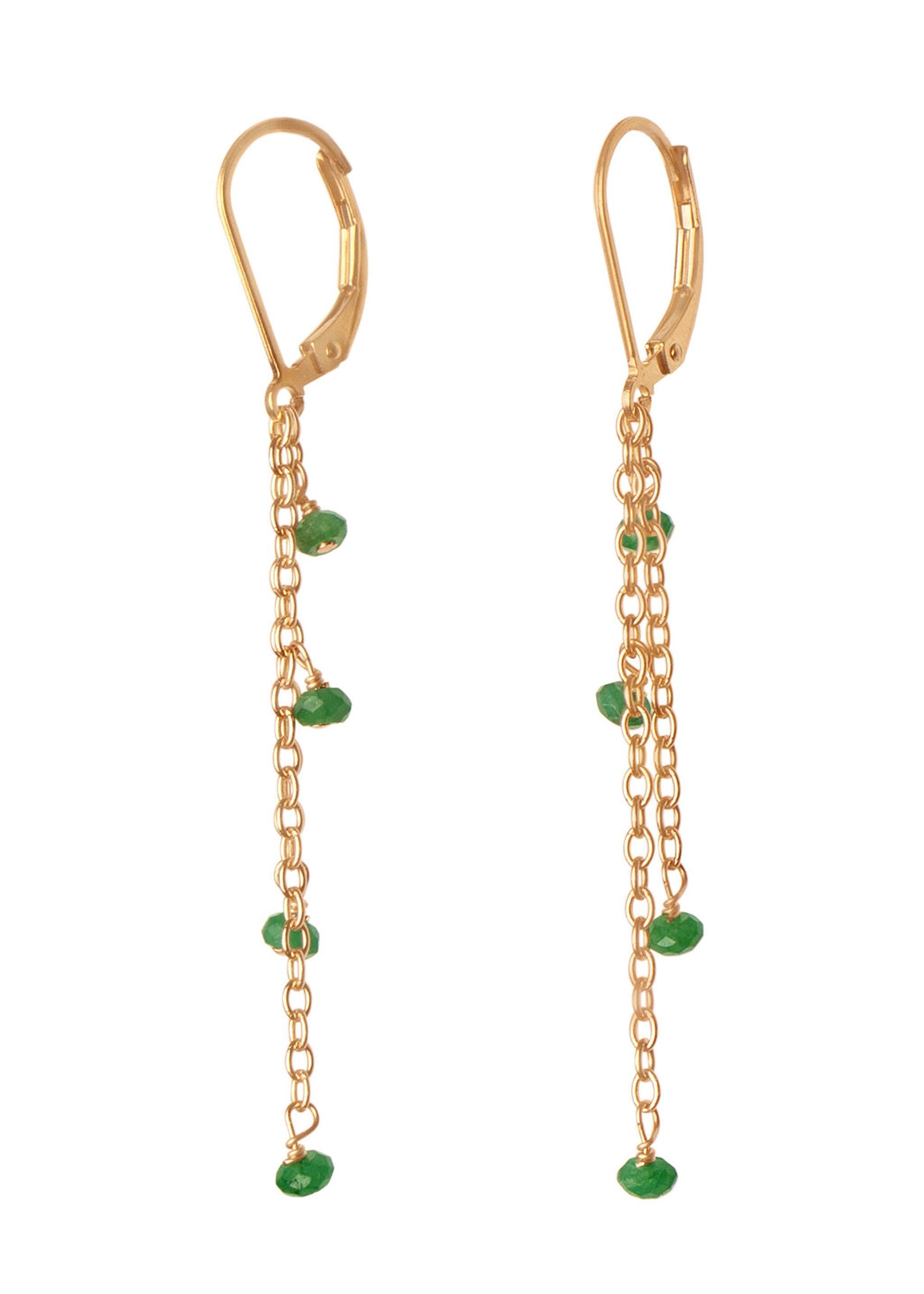 Gemstone Gold Chain Earrings