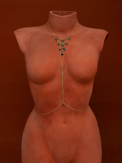 Tree of Life Gemstone Body Chain - Goldish