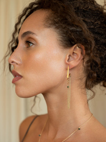 Doublicious Looping Gemstone Earring Short - Goldish