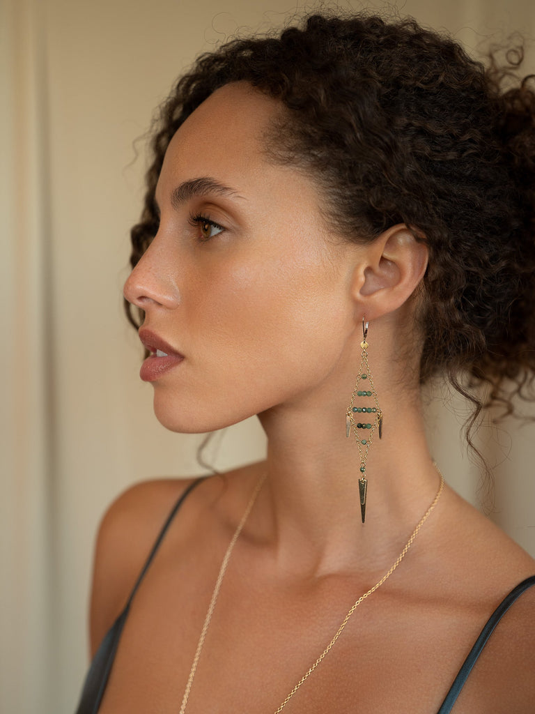 Lucky Fish Gemstone Earring - Goldish