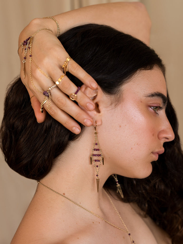 Lucky Fish Gemstone Earring - Goldish