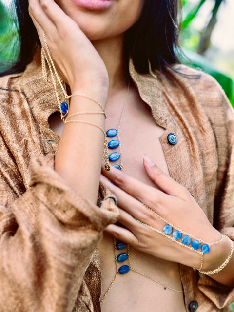 Ladders To Bliss Gemstone Hand Chain - Goldish