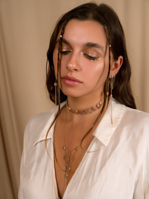 Ladders to Bliss Gemstone Choker - Goldish