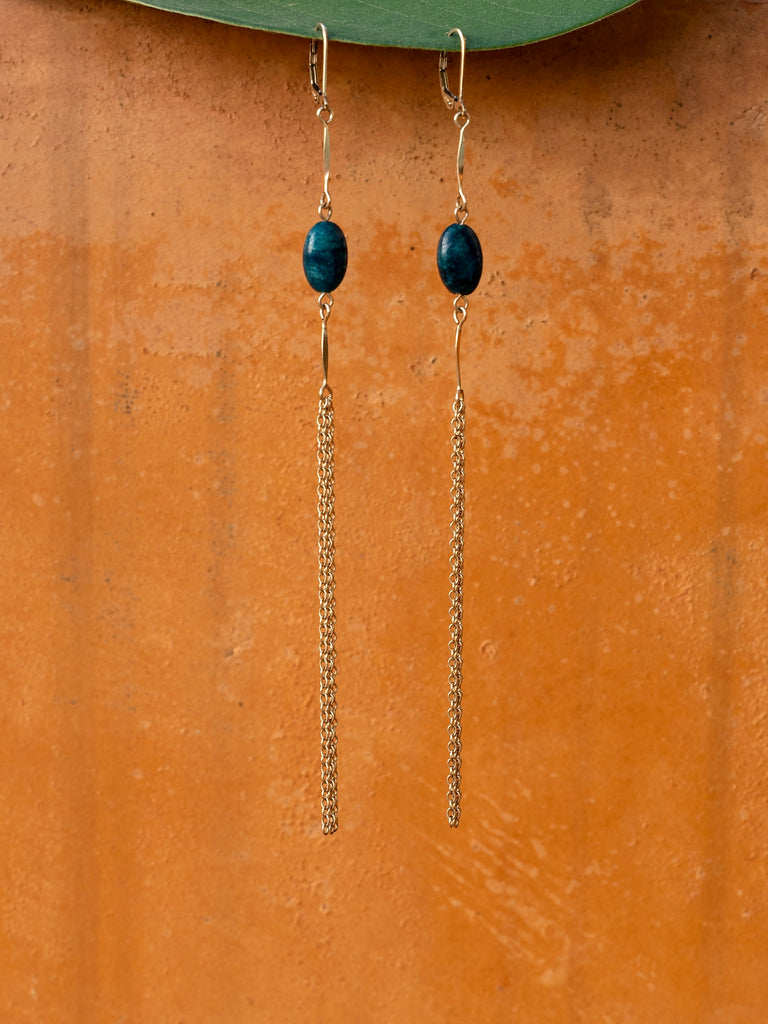 Tassel Gemstone Earring - Goldish