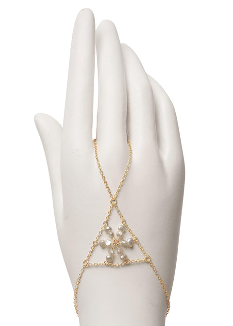 Pearl Pyramid Handchain - Goldish