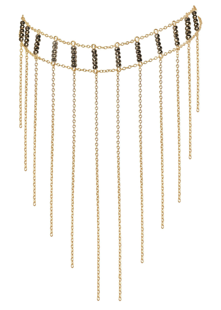 Gemstone Waterfall Choker - Goldish