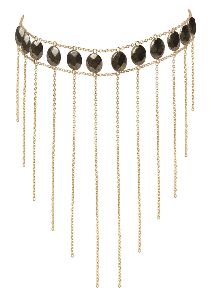 Gemstone Waterfall Choker - Goldish