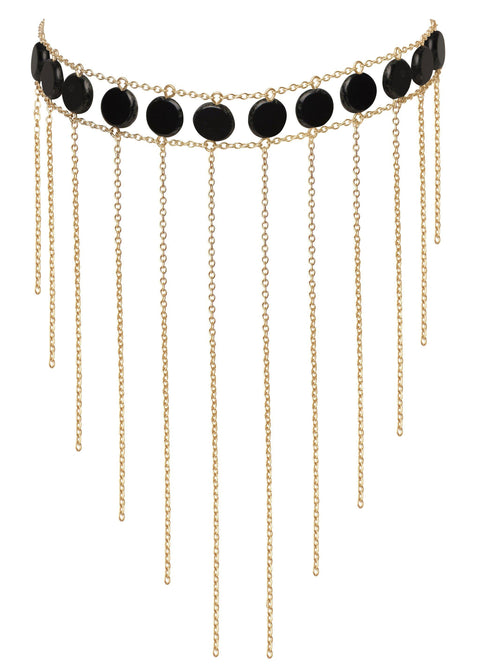 Circle Stone Waterfall Choker - Goldish