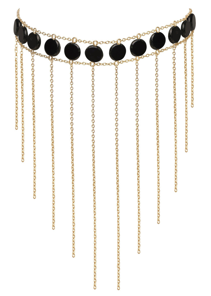 Circle Stone Waterfall Choker - Goldish