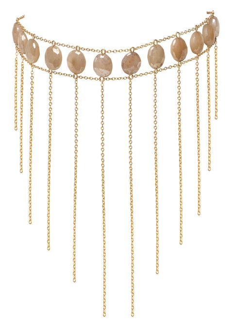 Gemstone Waterfall Choker - Goldish
