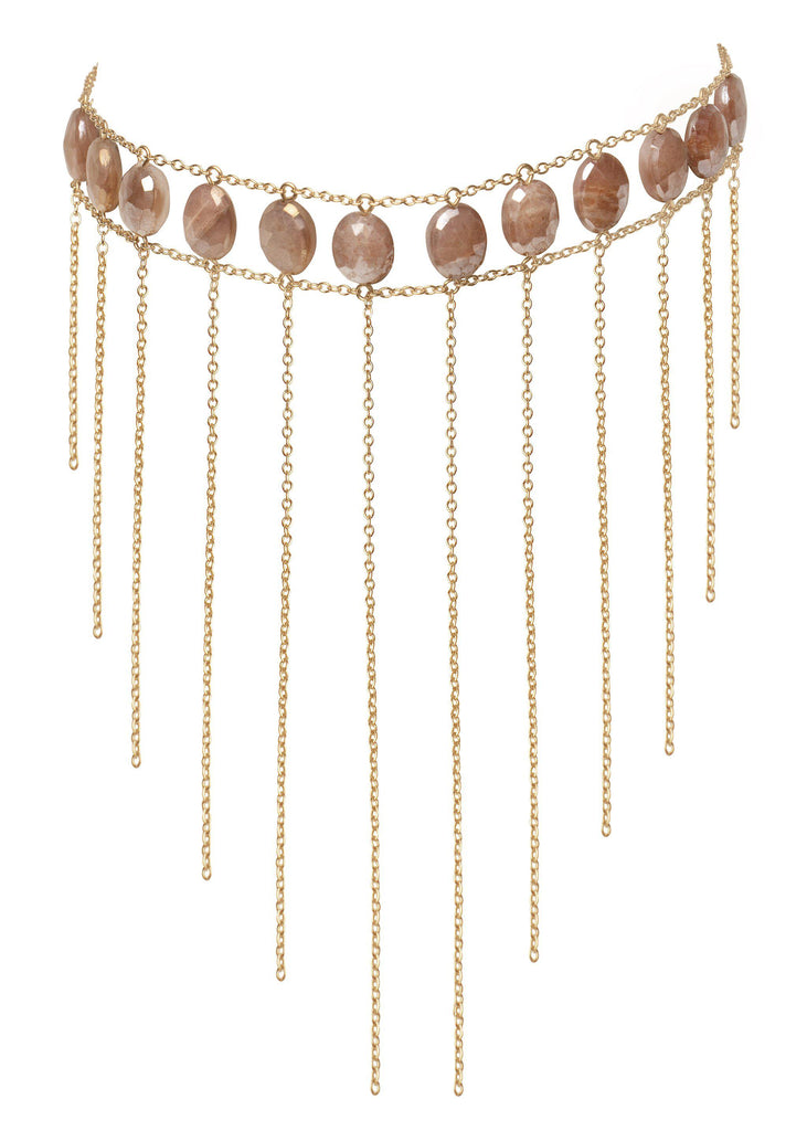 Gemstone Waterfall Choker - Goldish