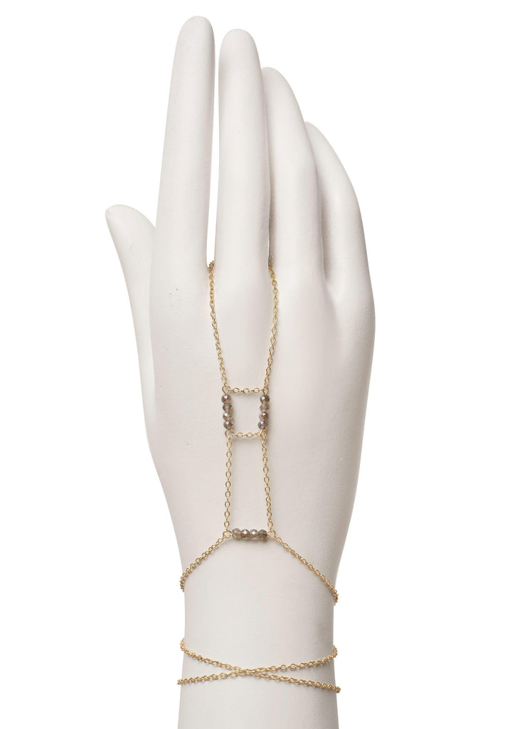 Gemstone Lion's Path Handchain - Goldish