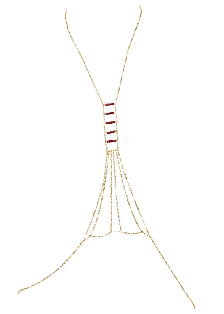 Gemstone Beaded Heart Chakra - Goldish