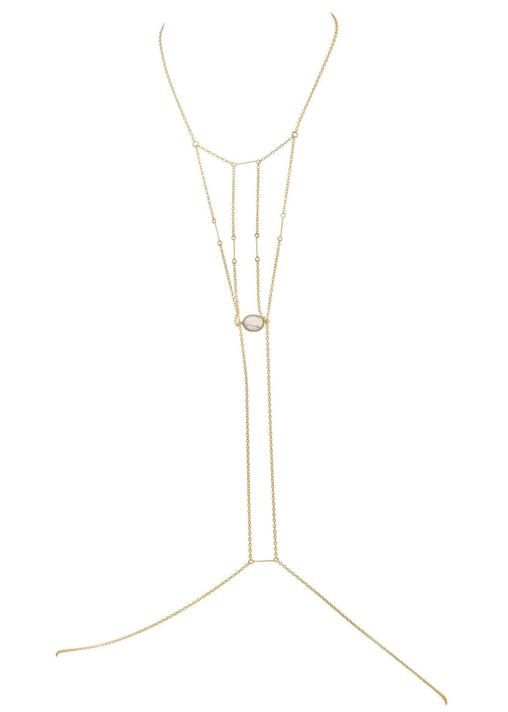 Moonstone Manifestation Point Bodychain - Goldish